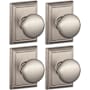 Schlage Plymouth Passage Door Knob Set with Decorative Addison Trim - Pack of 4 Satin Nickel