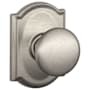 Schlage Plymouth Passage Door Knob Set with Decorative Camelot Trim Satin Nickel