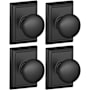 Schlage Plymouth Passage Door Knob Set with Decorative Addison Trim - Pack of 4 Matte Black