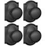 Schlage Plymouth Passage Door Knob Set with Decorative Camelot Trim - Pack of 4 Matte Black