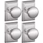 Schlage Plymouth Passage Door Knob Set with Decorative Addison Trim - Pack of 4 Bright Chrome