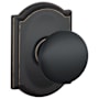 Schlage Plymouth Passage Door Knob Set with Decorative Camelot Trim Aged Bronze