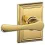 Schlage Avila Passage Door Lever Set with Decorative Addison Trim Polished Brass