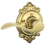 Schlage Accent Left Handed Non-Turning One-Sided Dummy Door Lever with Decorative Brookshire Trim Polished Brass