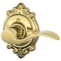 Schlage Accent Right Handed Non-Turning One-Sided Dummy Door Lever with Decorative Brookshire Trim Polished Brass