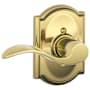 Schlage Accent Left Handed Non-Turning One-Sided Dummy Door Lever with Decorative Camelot Trim Polished Brass