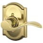 Schlage Accent Right Handed Non-Turning One-Sided Dummy Door Lever with Decorative Camelot Trim Polished Brass