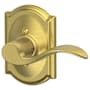 Schlage Accent Right Handed Non-Turning One-Sided Dummy Door Lever with Decorative Camelot Trim Satin Brass