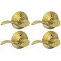 Schlage Accent Left Non-Turning One-Sided Dummy Door Lever with Plymouth Rose - Pack of 4 Satin Brass