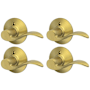 Schlage Accent Right Handed Non-Turning One-Sided Dummy Door Lever with Plymouth Rose - Pack of 4 Satin Brass