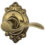 Schlage Accent Right Handed Non-Turning One-Sided Dummy Door Lever with Decorative Brookshire Trim Antique Brass