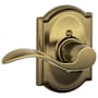Schlage Accent Left Handed Non-Turning One-Sided Dummy Door Lever with Decorative Camelot Trim Antique Brass