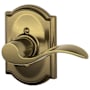 Schlage Accent Right Handed Non-Turning One-Sided Dummy Door Lever with Decorative Camelot Trim Antique Brass