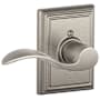 Schlage Accent Left Handed Non-Turning One-Sided Dummy Door Lever with Decorative Addison Trim Satin Nickel
