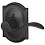 Schlage Accent Right Handed Non-Turning One-Sided Dummy Door Lever with Decorative Camelot Trim Matte Black