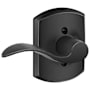 Schlage Accent Left Handed Non-Turning One-Sided Dummy Door Lever with Decorative Greenwich Trim Matte Black