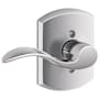 Schlage Accent Left Handed Non-Turning One-Sided Dummy Door Lever with Decorative Greenwich Trim Bright Chrome