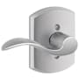 Schlage Accent Left Handed Non-Turning One-Sided Dummy Door Lever with Decorative Greenwich Trim Satin Chrome