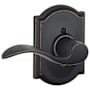 Schlage Accent Left Handed Non-Turning One-Sided Dummy Door Lever with Decorative Camelot Trim Aged Bronze