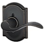 Schlage Accent Right Handed Non-Turning One-Sided Dummy Door Lever with Decorative Camelot Trim Aged Bronze