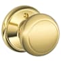 Schlage Andover Non-Turning One-Sided Dummy Door Knob Polished Brass