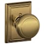 Schlage Andover Non-Turning One-Sided Dummy Door Knob with the Decorative Addison Rose Antique Brass