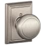 Schlage Andover Non-Turning One-Sided Dummy Door Knob with the Decorative Addison Rose Satin Nickel