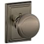 Schlage Andover Non-Turning One-Sided Dummy Door Knob with the Decorative Addison Rose Antique Pewter