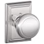 Schlage Andover Non-Turning One-Sided Dummy Door Knob with the Decorative Addison Rose Bright Chrome