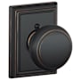 Schlage Andover Non-Turning One-Sided Dummy Door Knob with the Decorative Addison Rose Aged Bronze