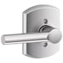 Schlage Broadway Non-Turning One-Sided Dummy Door Lever with Decorative Greenwich Trim Bright Chrome