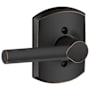 Schlage Broadway Non-Turning One-Sided Dummy Door Lever with Decorative Greenwich Trim Aged Bronze