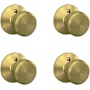 Schlage Bowery Non-Turning One-Sided Dummy Door Knob - Pack of 4 Satin Brass