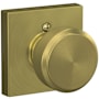 Schlage Bowery Non-Turning One-Sided Dummy Door Knob with Collins Trim Satin Brass