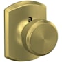 Schlage Bowery Non-Turning One-Sided Dummy Door Knob with Decorative Greenwich Rose Satin Brass