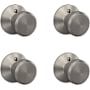 Schlage Bowery Non-Turning One-Sided Dummy Door Knob - Pack of 4 Satin Nickel