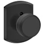 Schlage Bowery Non-Turning One-Sided Dummy Door Knob with Decorative Greenwich Rose Matte Black