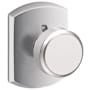 Schlage Bowery Non-Turning One-Sided Dummy Door Knob with Decorative Greenwich Rose Polished Chrome