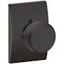 Schlage Bowery Non-Turning One-Sided Dummy Door Knob with Decorative Century Rosette Aged Bronze