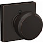 Schlage Bowery Non-Turning One-Sided Dummy Door Knob with Collins Trim Aged Bronze