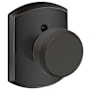 Schlage Bowery Non-Turning One-Sided Dummy Door Knob with Decorative Greenwich Rose Aged Bronze