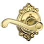 Schlage Flair Left Handed Non-Turning One-Sided Dummy Door Lever with Decorative Brookshire Trim Polished Brass