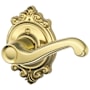 Schlage Flair Right Handed Non-Turning One-Sided Dummy Door Lever with Decorative Brookshire Trim Polished Brass
