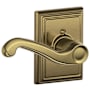 Schlage Flair Left Handed Non-Turning One-Sided Dummy Door Lever with Decorative Addison Trim Antique Brass