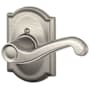 Schlage Flair Right Handed Non-Turning One-Sided Dummy Door Lever Set with Decorative Camelot Trim Satin Nickel