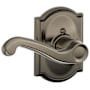Schlage Flair Left Handed Non-Turning One-Sided Dummy Door Lever Set with Decorative Camelot Trim Antique Pewter