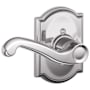 Schlage Flair Left Handed Non-Turning One-Sided Dummy Door Lever Set with Decorative Camelot Trim Bright Chrome