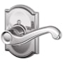 Schlage Flair Right Handed Non-Turning One-Sided Dummy Door Lever Set with Decorative Camelot Trim Bright Chrome
