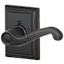 Schlage Flair Right Handed Non-Turning One-Sided Dummy Door Lever with Decorative Addison Trim Aged Bronze