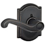 Schlage Flair Left Handed Non-Turning One-Sided Dummy Door Lever Set with Decorative Camelot Trim Aged Bronze